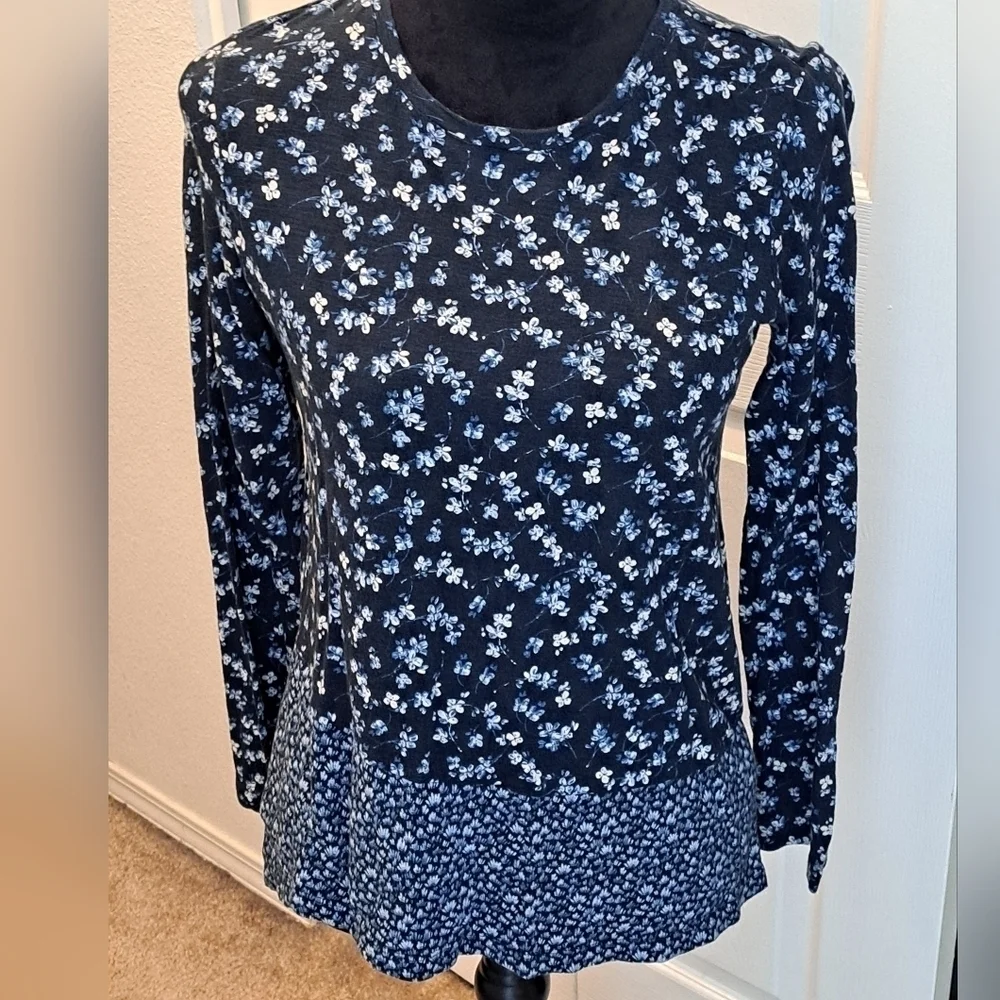 J. Jill Women's Mixed Media Floral Peplum Top Size XS